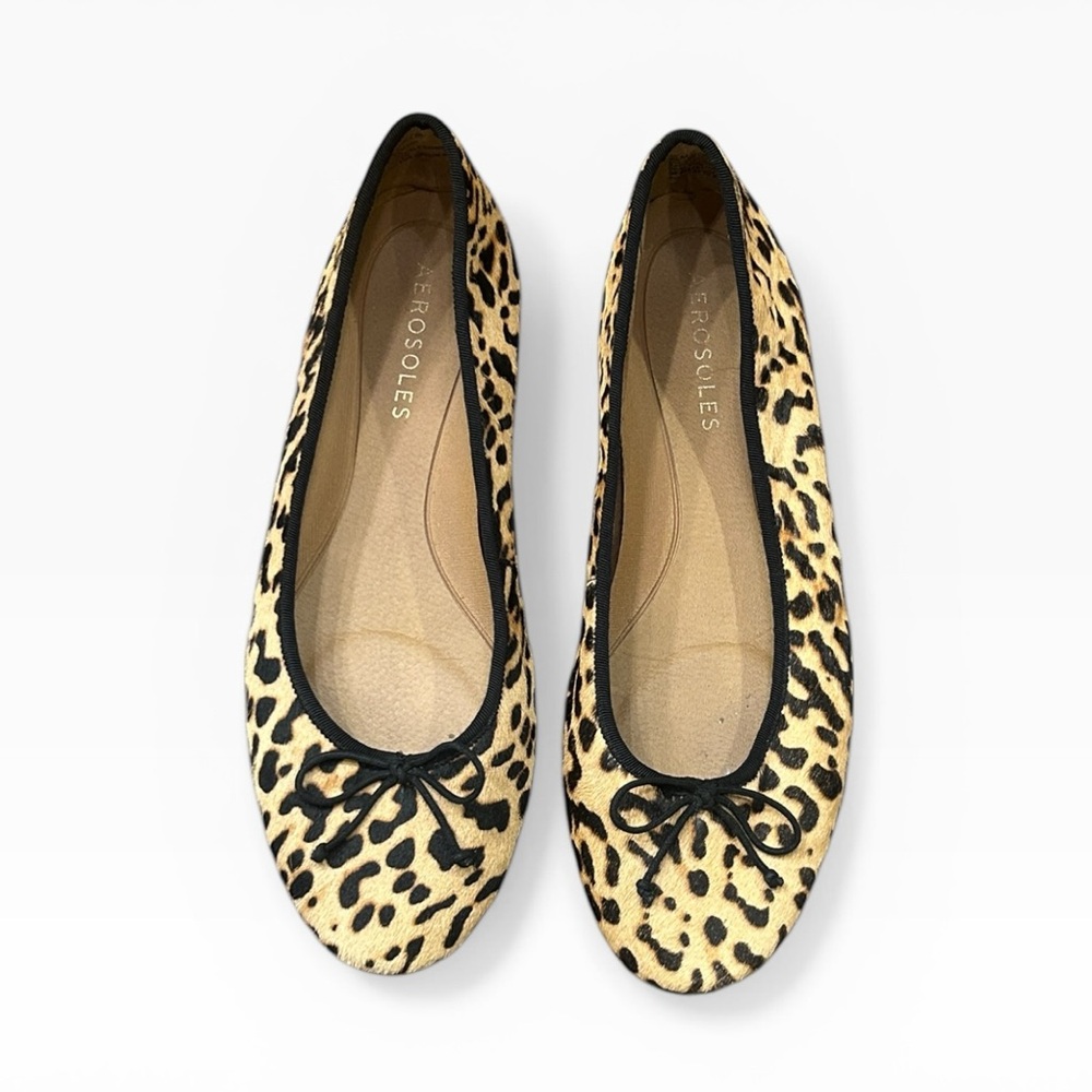 Aerosoles Homerun Calf Hair Leopard Print Round Toe Flats Size 11